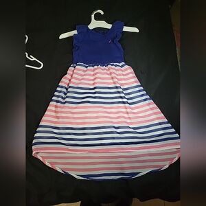 Nautica Maxi Dress Blue with Pink Stripes Girls 3t